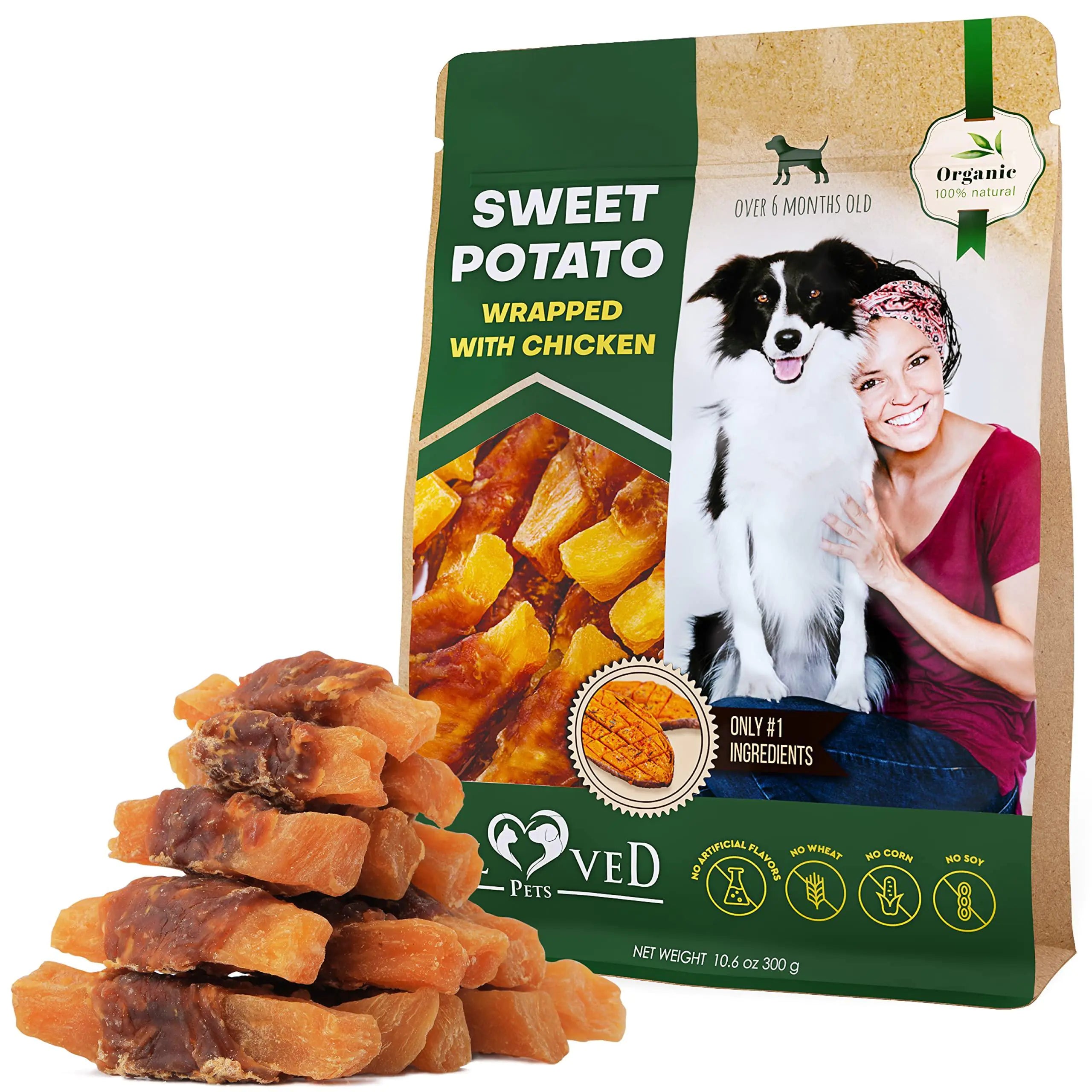 Sweet Potato & Chicken Wrapped Chews – Grain-Free High-Protein Dog Treats