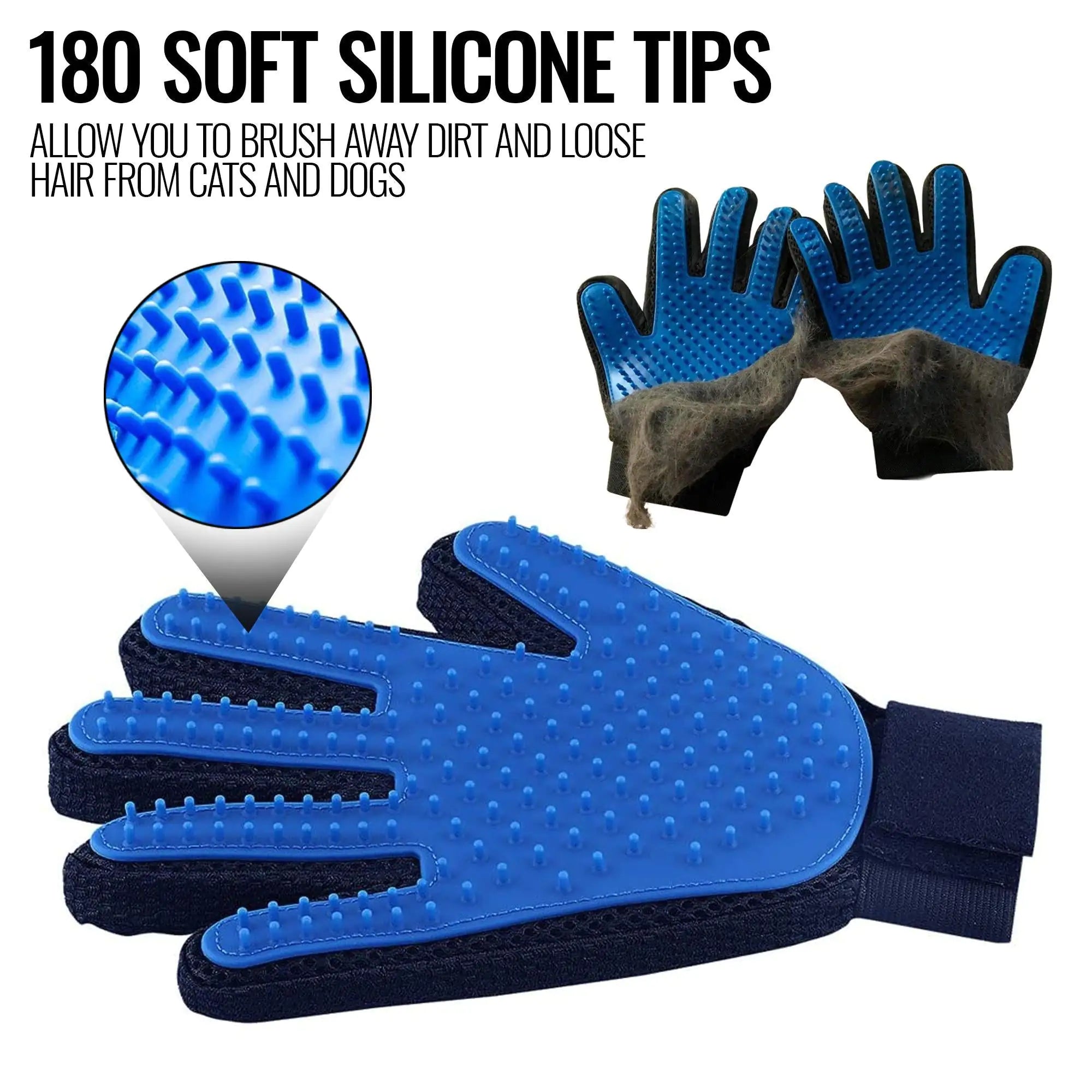 Silicone Grooming Gloves – Adjustable De-Shedding Mitts for Dogs, Cats & Horses