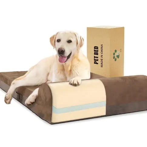 Orthopedic Gel Memory Foam Dog Bed – Large Size with Pillow, Waterproof Liner & Removable Cover (46"x29"x7.9", Blue)